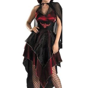 Halloween Costume Demon Cosplay Women's Mardi Gras Irregular Tiered Short Black Dress And Cloak Halloween