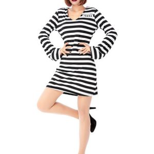 Halloween Costume Prison Costumes Women's Stripes Halloween Holiday Costume