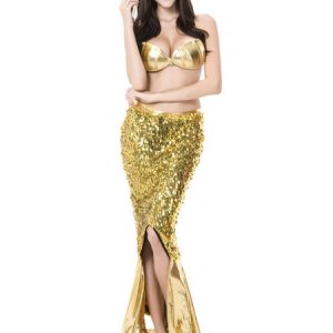 Halloween Costumes Beach Costumes Sequins Bra Long Skirt Bathing Suit