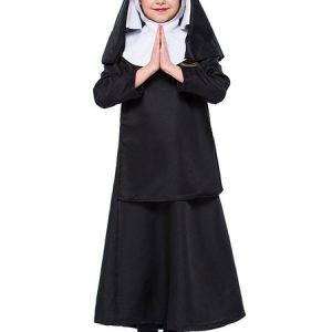 Halloween Costumes Black Nun Kid's Polyester Dress