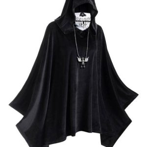 Halloween Costumes Cape Pleated Retro Hooded Poncho With Mask