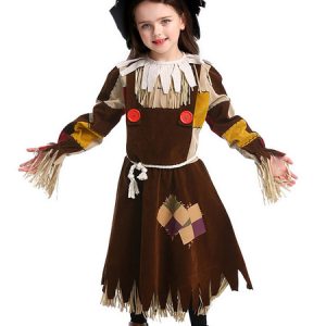 Halloween Costumes Children Witch Cosplay Tan Choker Dress Polyester Kids Cosplay Costumes