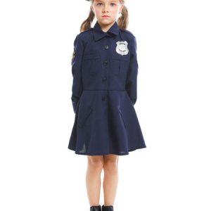 Halloween Costumes Dark Navy Cop Uniform Cloth Kid's Dress Sash