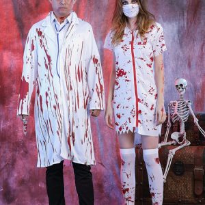 Halloween Costumes Doctor Men's White Overcoat Halloween