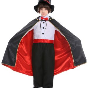 Halloween Costumes For Kids Black Magician Kid's Polyester Cloak Top