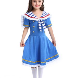 Halloween Costumes For Kids Blue Sailor Kid's Lycra Hat Dress