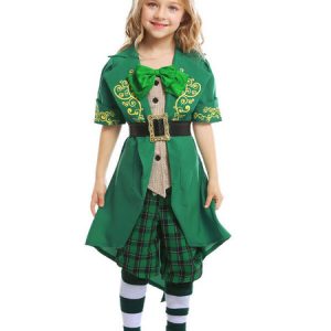 Halloween Costumes For Kids Green Genie Uniform Cloth Kid's Hat Cravat