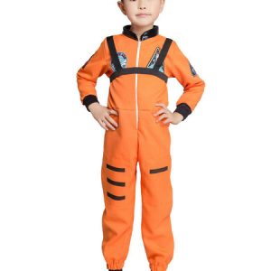 Halloween Costumes For Kids Orange Astronaut Polyester Kid's Jumpsuit