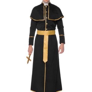 Halloween Costumes Priest Black Men's Clothes Cloak Hot Stamping Holidays Costumes