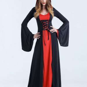 Halloween Costumes Witch Women's Long Dress With Hood Halloween