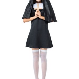 Halloween Costumes Woman's Nun Black Headwear Dress Polyester Halloween Holidays Costumes