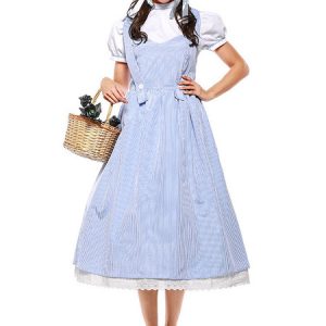 Halloween Costumes Women's Wizard Sweet Dress Light Sky Blue Polyester Stripes Halloween Holidays Costumes