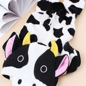 Halloween Dogs Costume Milk Cow Flannel White Pet Costume Halloween