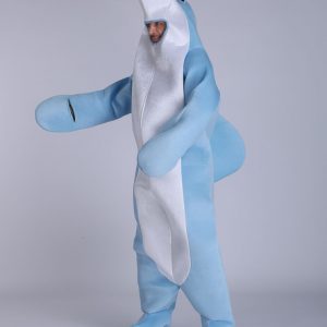 Halloween Dolphin Costume Unisex Light Sky Blue Open Face Animal Cosplay Costume Halloween