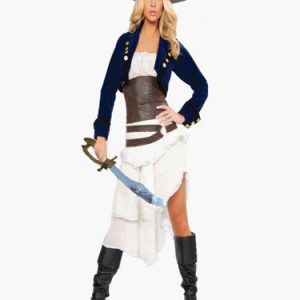 Halloween Fashion Multi Color Two Tone Polyester Sexy Adult Pirate Costume Halloween