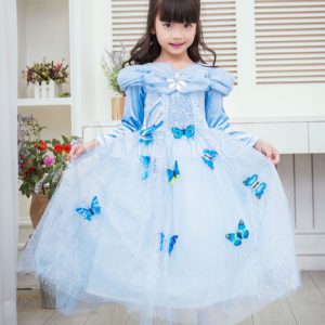 Halloween Frozen Elsa Costume For Kids Aqua Butterfly Embellished Dress Halloween