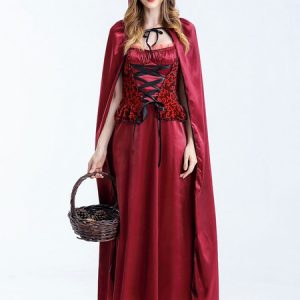 Halloween Little Red Riding Hood Costumes Women's Outfit Cosplay With Gloves Halloween