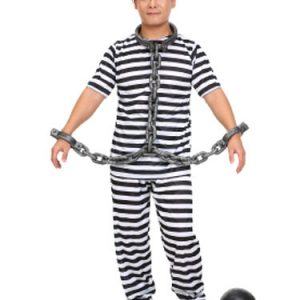 Halloween Prisoner Costume Black And White Striped Convict Costume Halloween