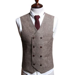 Halloween Vintage Waistcoat Aristocrat Men's Light Brown Retro Costume