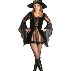 Halloween Witch Costume Black Women Dresses And Hat Costume Outfit