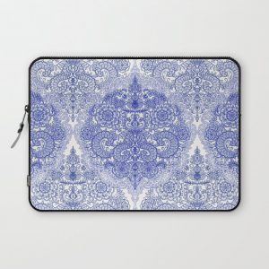 Happy Place Doodle in Cornflower Blue, White & Grey Computer Cover by micklyn - Laptop Sleeve - 13"