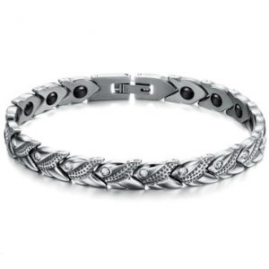 Health Unisex Bracelet Rhinestone Stainless Steel Magnetic Germanium Bracelet