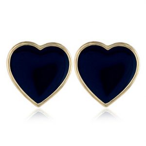 Heart Shape Black Metal Earrings for Lady - One Size