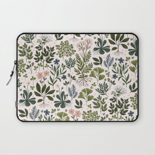 Herbarium ~ vintage inspired botanical art print ~ white Computer Cover by Iz Ptica - Laptop Sleeve - 13"