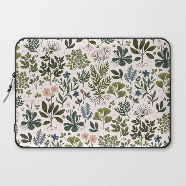 Herbarium ~ vintage inspired botanical art print ~ white Computer Cover by Iz Ptica - Laptop Sleeve - 15"