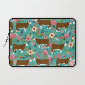 Hereford Cattle breed floral farm homestead gifts cow art florals Computer Cover by farmfriendly - Laptop Sleeve - 13"