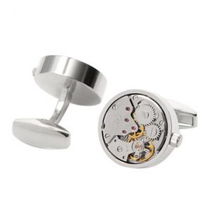 High-grade White Steel Color Mechanical Watch Movement Cufflinks