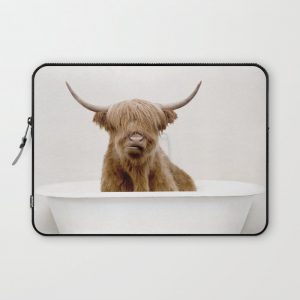 Highland Cow in a Vintage Bathtub (c) Computer Cover by Amy Peterson Art Studio - Laptop Sleeve - 13"