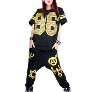 Hip Hop Clothing Dance Costumes Two Tone Dance Costumes In 2 Piece Set