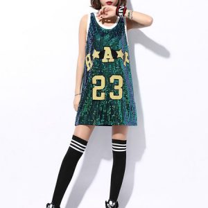 Hip Hop Dance Costumes Letter Sequin Women Street Dancing Costume