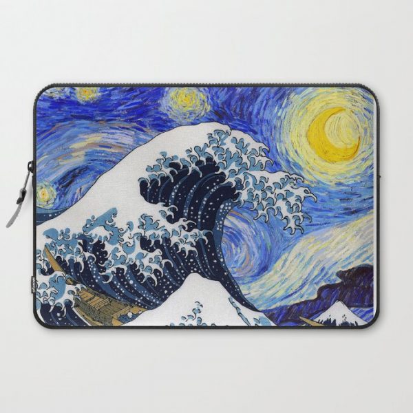 Hokusai,"The Great Wave off Kanagawa" + van Gogh,"Starry night" Computer Cover by DOHSHIN - Laptop Sleeve - 15"