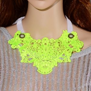 Hollow Lace Exaggerated Collar Necklace with Extended Strip Fashional Accessories for Women