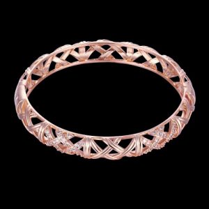 Hollow Nets Brass Bangle Bracelet Embedded with AAA Zircon with An Opening Golden & Rose Golden Fashional Accessories for Women