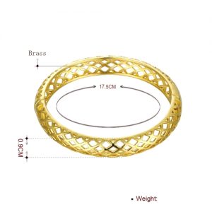 Hollow Nets Brass Bangle Bracelet with An Opening Golden & Rose Golden Fashional Accessories for Women