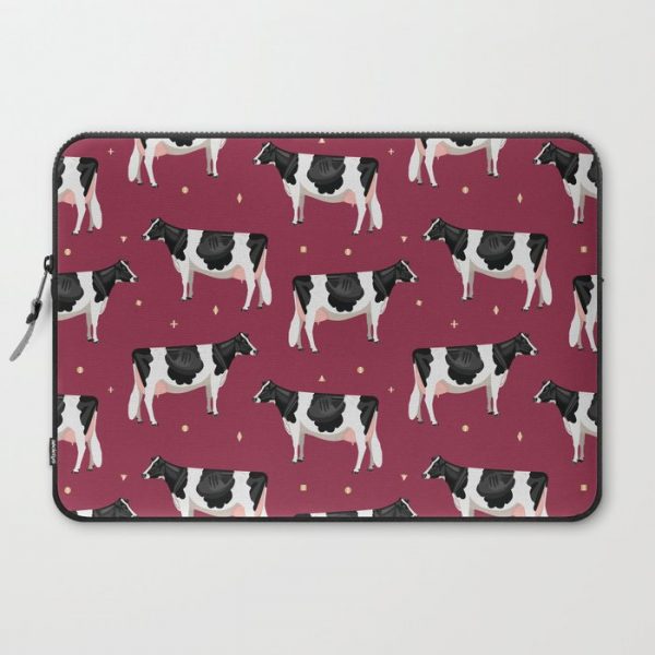 Holsteins // Cranberry Computer Cover by Emma Caldwell - Laptop Sleeve - 15"