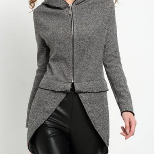 Hoodie Casual Solid Asymmetrical Coat