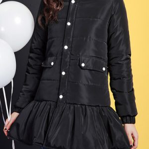 Hoodie Long Sleeve Casual Ruffled Coat with Pockets