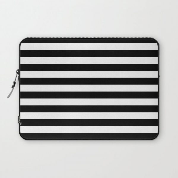 Horizontal Stripes (Black/White) Computer Cover by 10813 Apparel - Laptop Sleeve - 13"