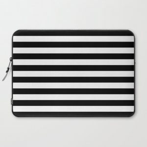 Horizontal Stripes (Black/White) Computer Cover by 10813 Apparel - Laptop Sleeve - 15"