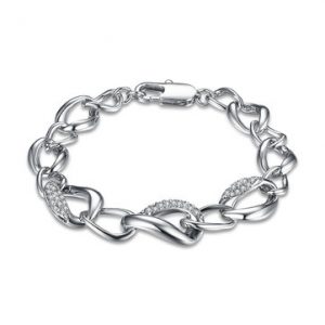 INALIS Simple Platinum Bracelet Spiral Pattern Rhinestone Bracelet