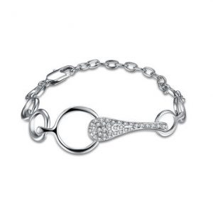 INALIS Simple Women Bracelet Platinum Rhinestone Circle Bracelet