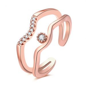 INALIS Zircon Ring Simple Two Layer Women Ring