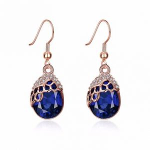 INALIS® Blue Sapphire Gold Plated Crystal Earring