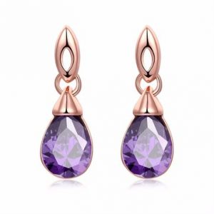 INALIS® Drop Shape Amethyst Purple Crystal Women Earrings