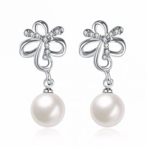 INALIS® Pearl Pendent Butterfly Rhinestone Earrings