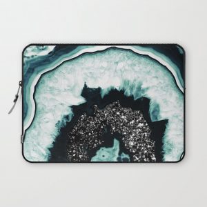 Icy Blue Agate with Black Glitter #1 #gem #decor #art #society6 Laptop Case by Anita's & Bella's Art - Laptop Sleeve - 13"